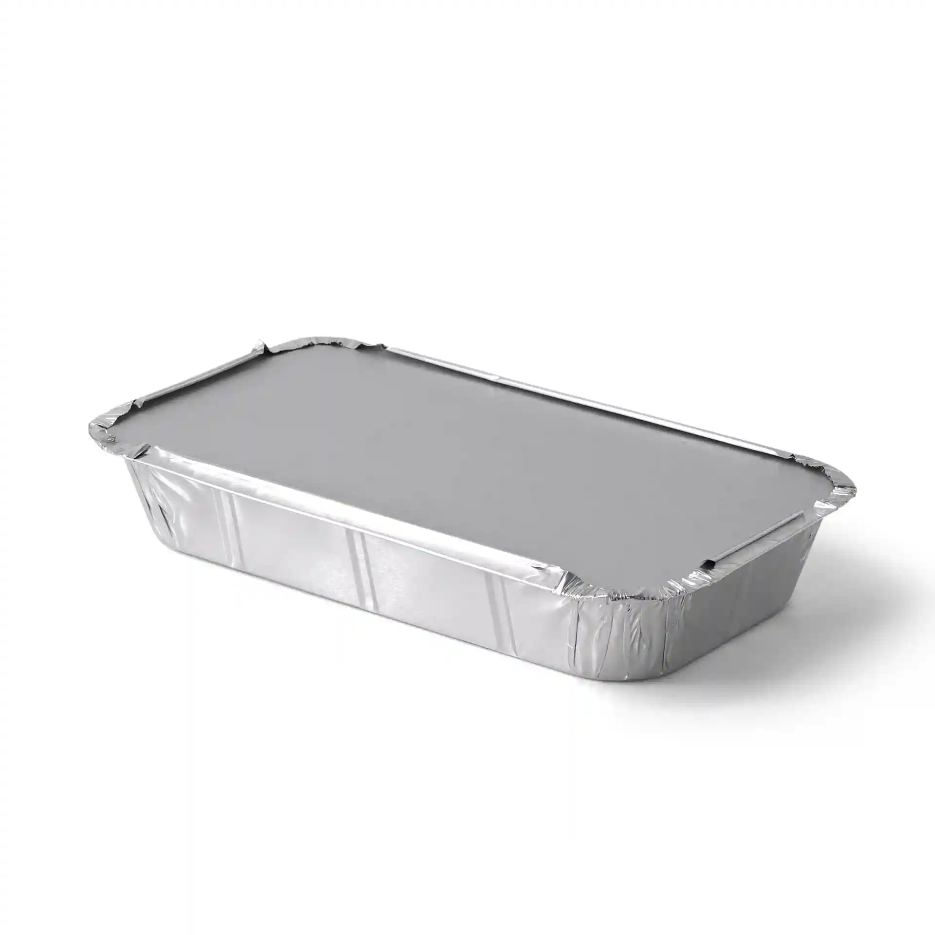 Rectangular aluminium container measuring 22.4 x 13.2 x 3.4 cm with a capacity of 650 ml.