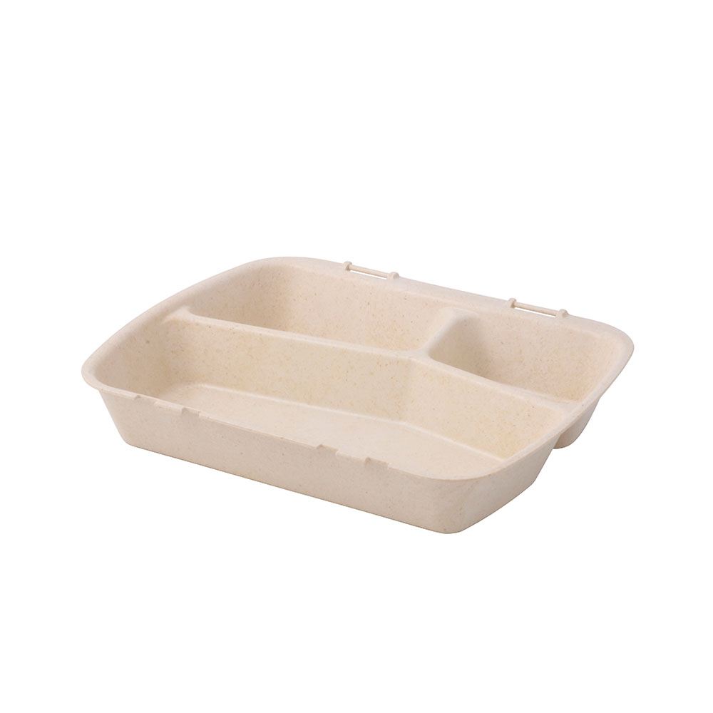 Mehrweg-Menü-Behälter "Häppy Box" 24,5 x 20 x 4,5 cm, 3 Kammern, HP4/3, Cashew / creme-weiß