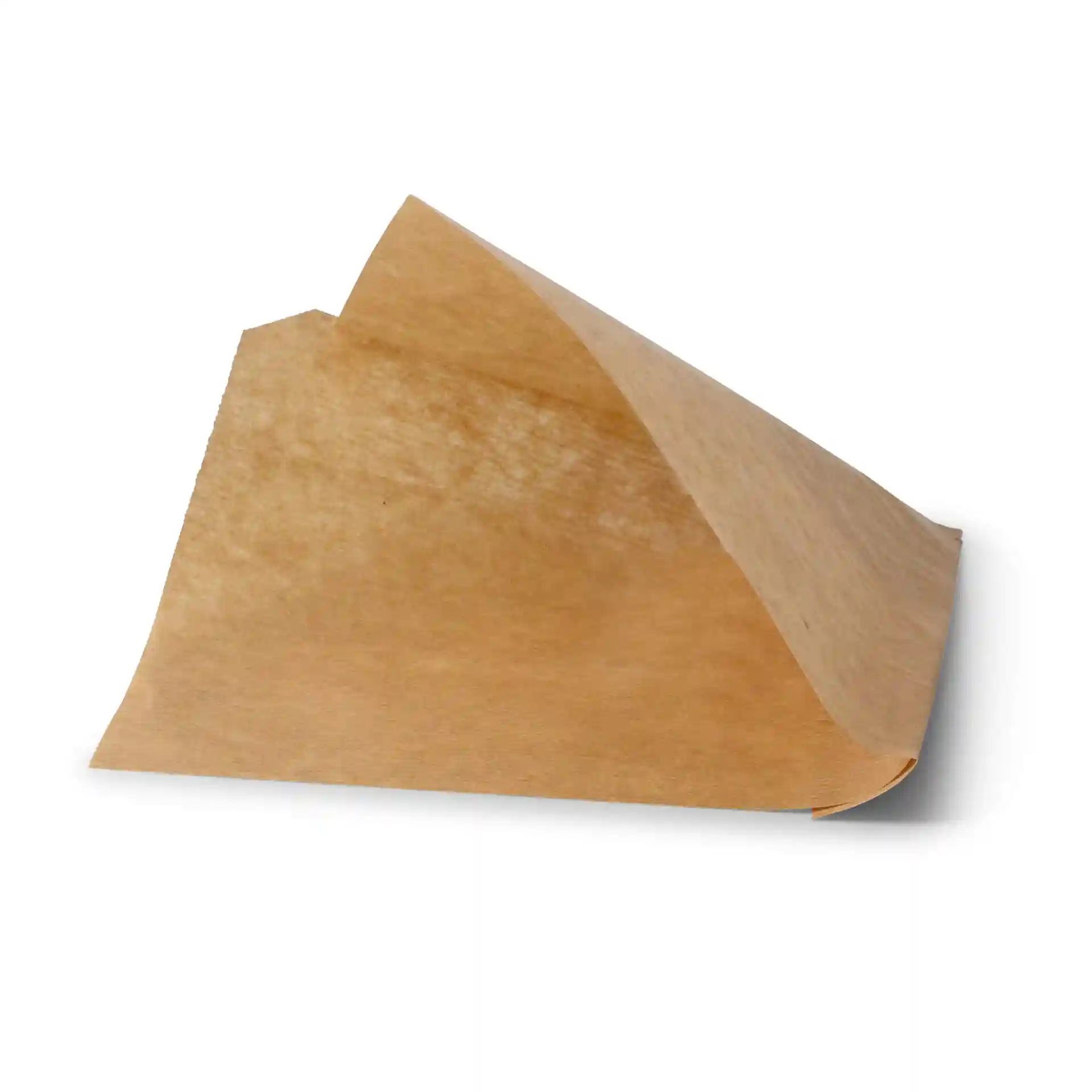 Braune Papiertüte für Snacks mit zwei offenen Seiten, Maße 16 x 15 cm, in gefalteter Position dargestellt.