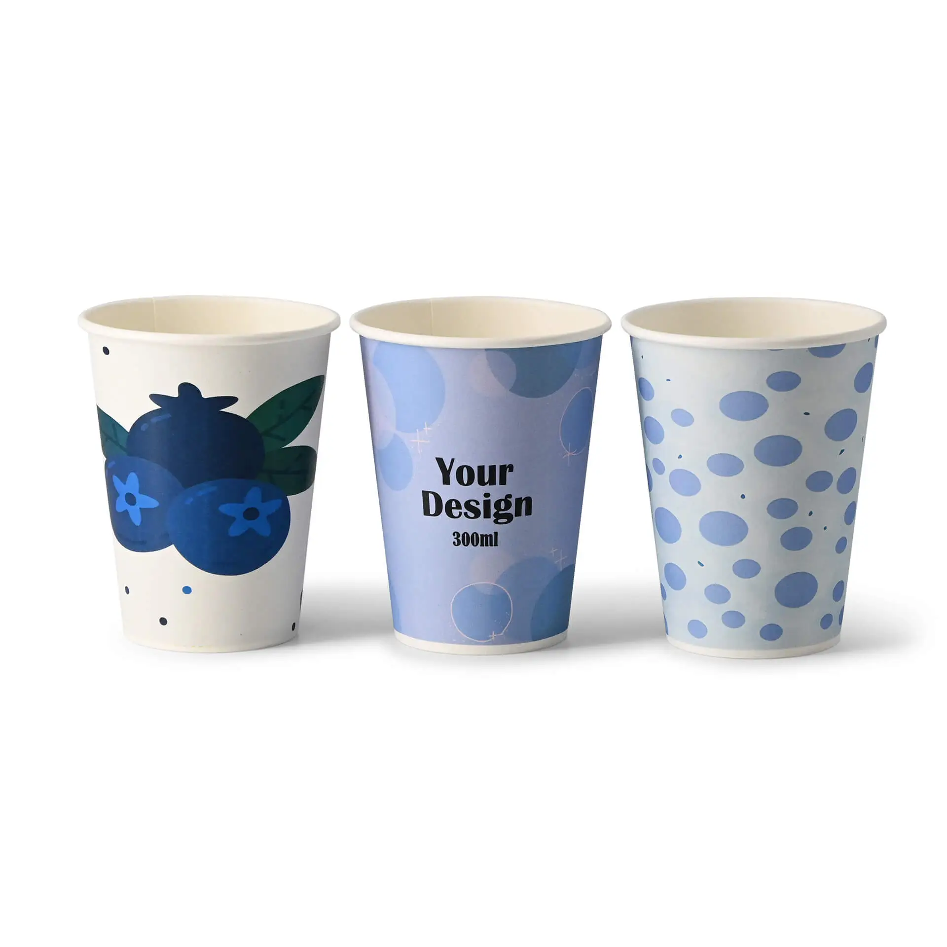 Paper cups with logo (single-wall), 300 ml / 12 oz, white, water-based barrier