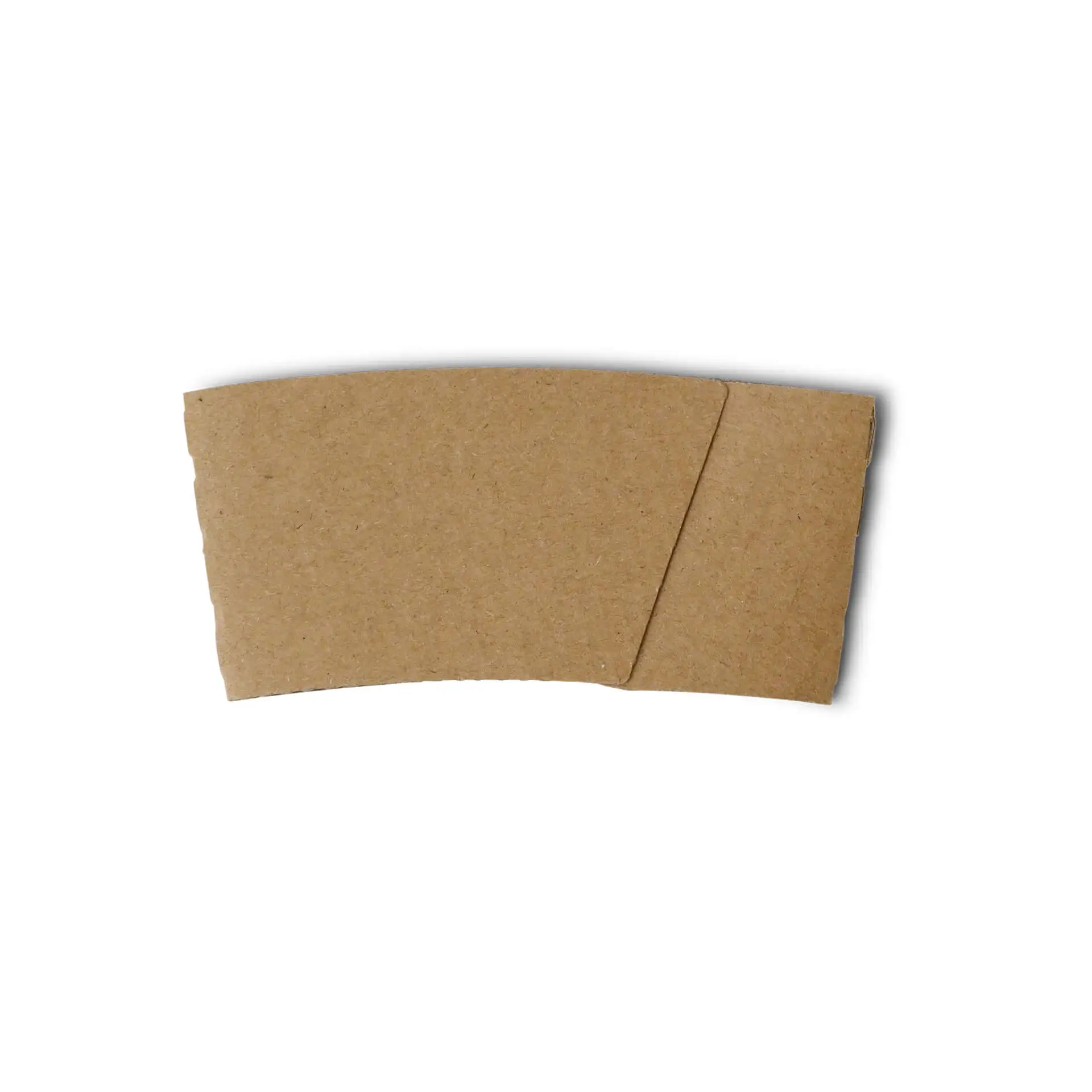 Brauner Kartonbecher-Sleeve für 150, 200 oder 250 ml Papierbecher, 53 mm hoch und 115 mm breit.