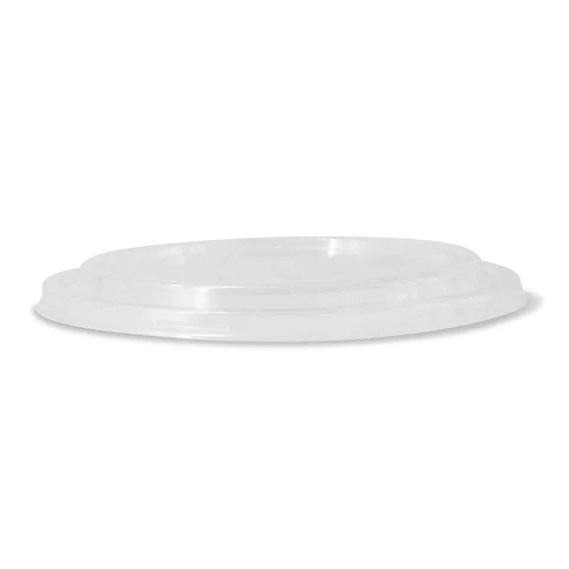 Transparent round cup lid made of PLA, measuring 185 mm in diameter and 17 mm in height.