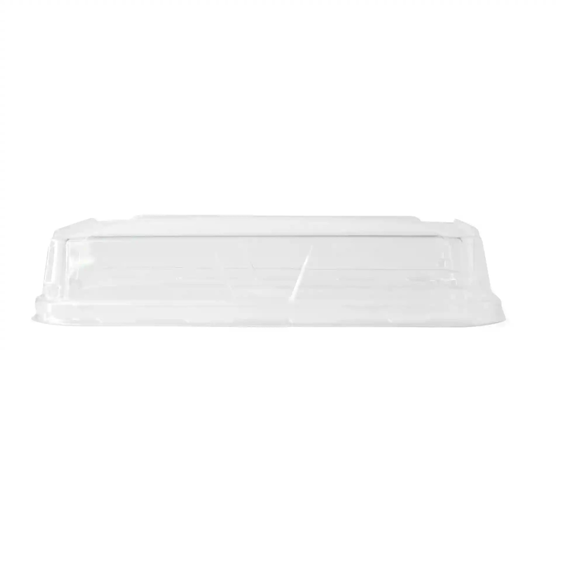 Transparenter PET-Deckel für Sushi-Boxen, 18,5 x 13 cm, Höhe 3,5 cm.