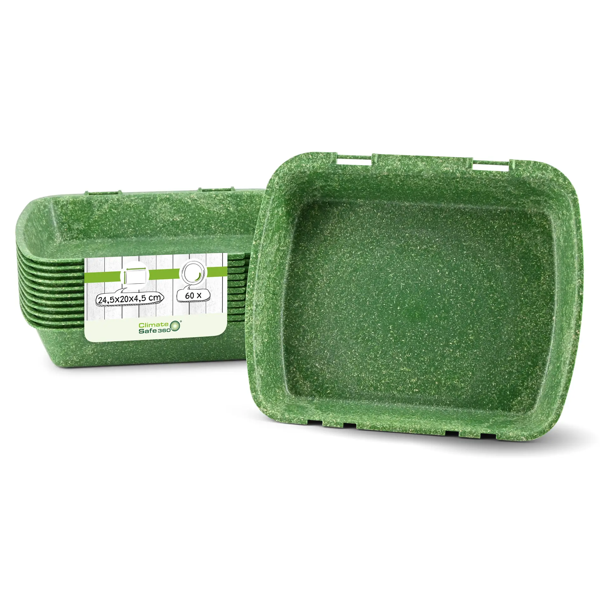 | 2 FOR 1 | Reusable menu-containers merways-Box 24,5 x 20 x 4,5 cm, HP4, spinach / dark green