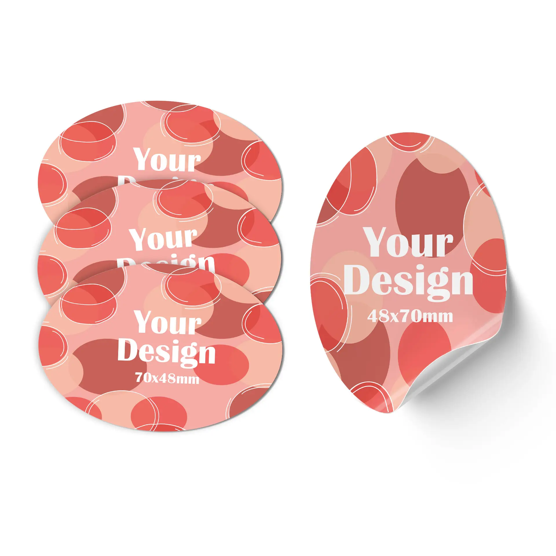 Green adhesive label featuring a white graphic design and dimensions 70x48 mm.