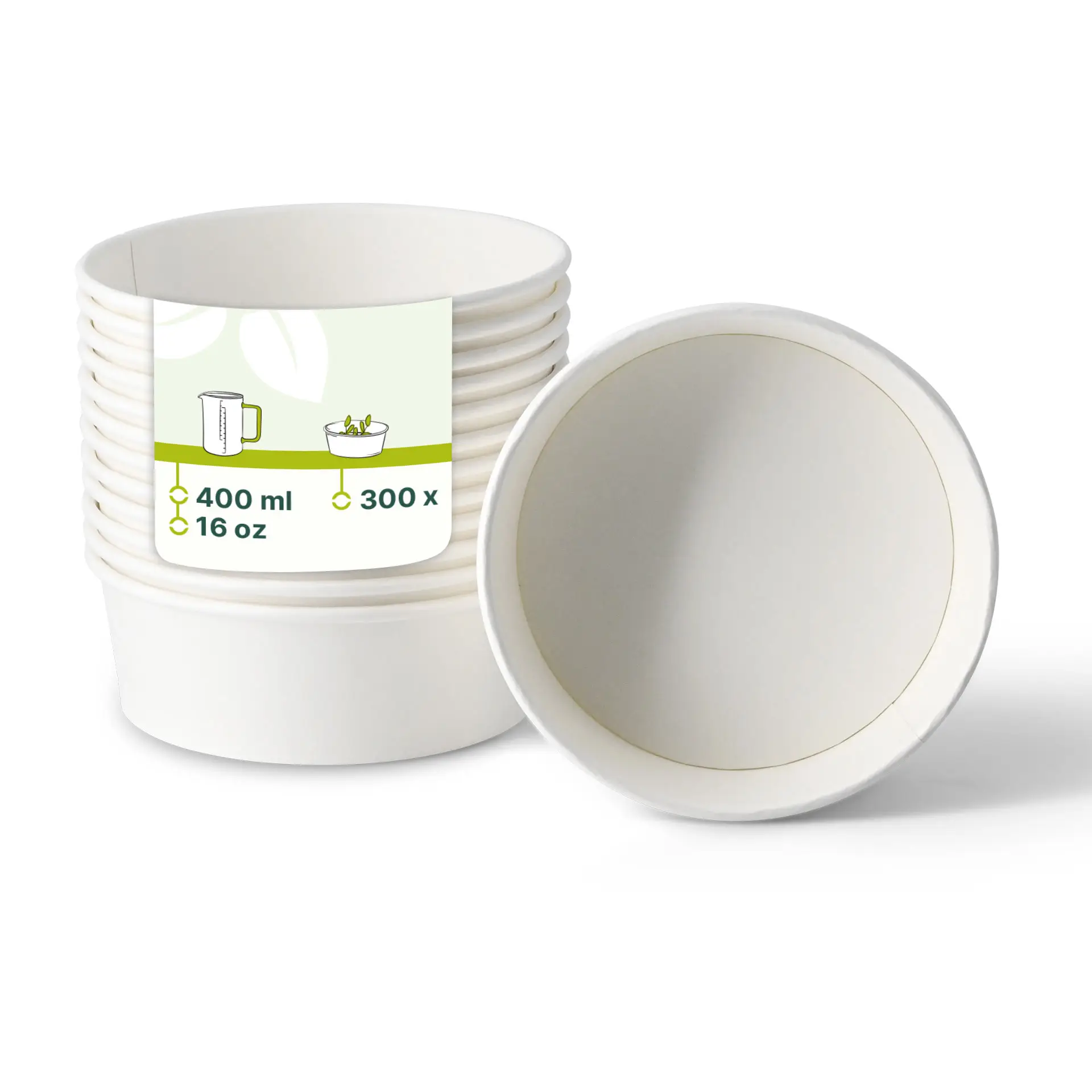 Paper bowls (coated) / Salad bowls 400 ml, Ø 150 mm, white, round (650 ml max. volume)