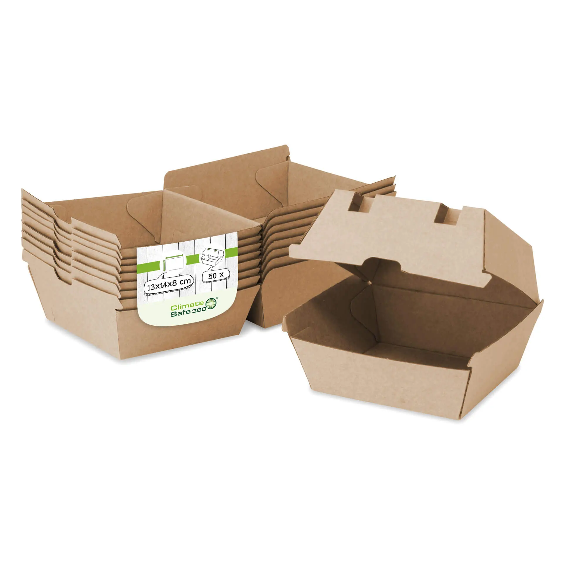 Burgerboxen 13 x 14 x 8 cm, Kraftkarton, braun Burgerboxen 13 x 14 x 8 cm, Kraftkarton, braun