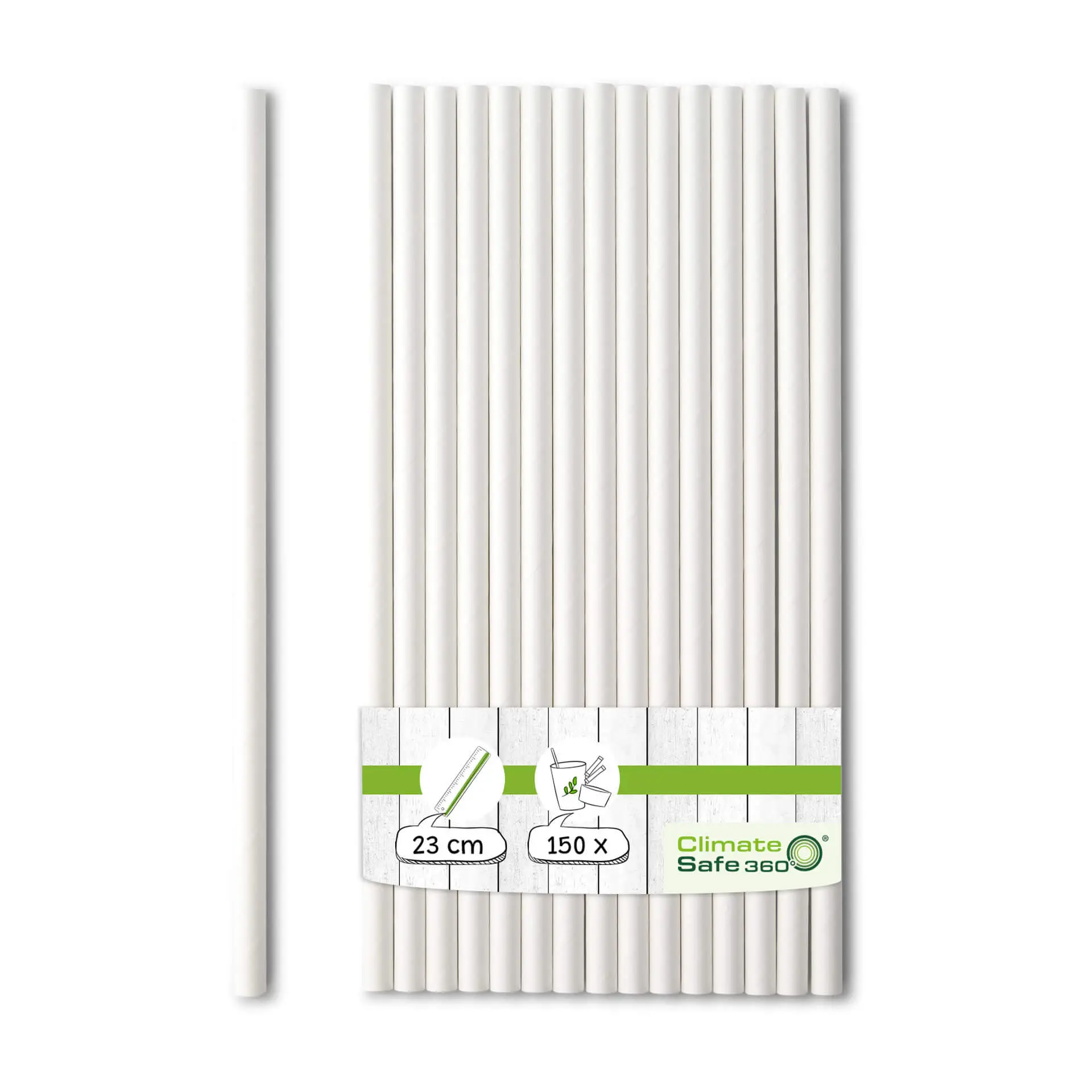 Trinkhalm Jumbo aus Papier 23 cm, Ø 0,8 cm, weiß Trinkhalm Jumbo aus Papier 23 cm, Ø 0,8 cm, weiß