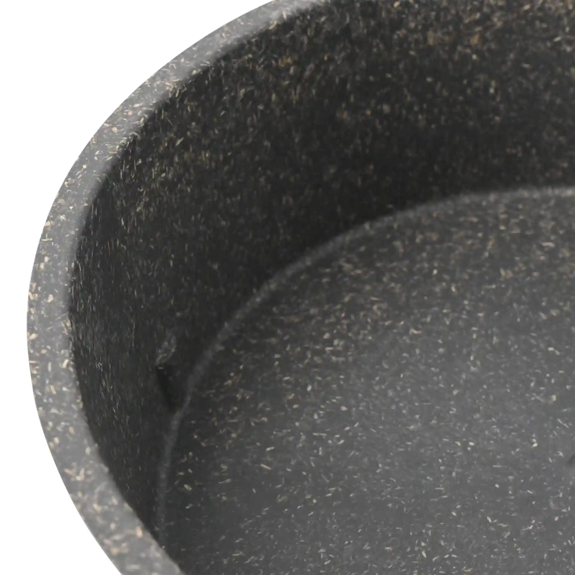 Runde graue Schüssel aus Biokomposit, 1.000 ml Fassungsvermögen, zeigt die Innenstruktur und Form.