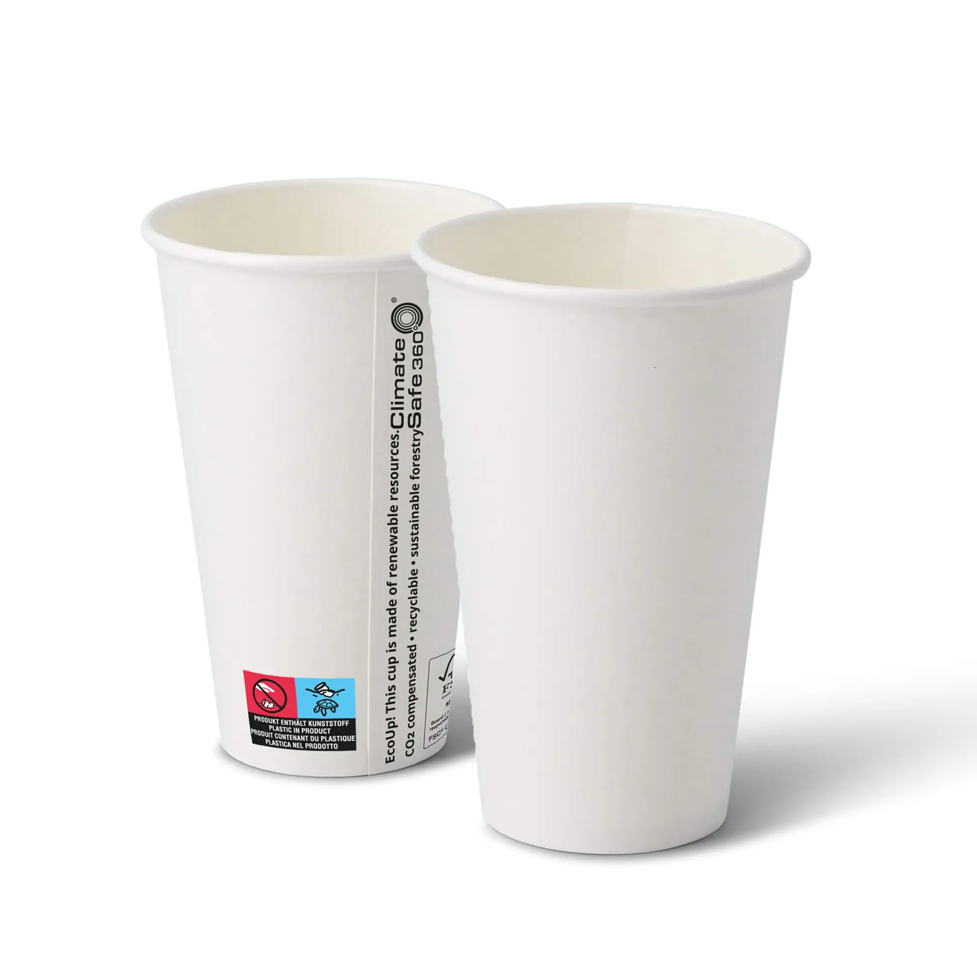 Pappbecher (beschichtet) 400 ml / 16 oz, Ø 90 mm, weiß