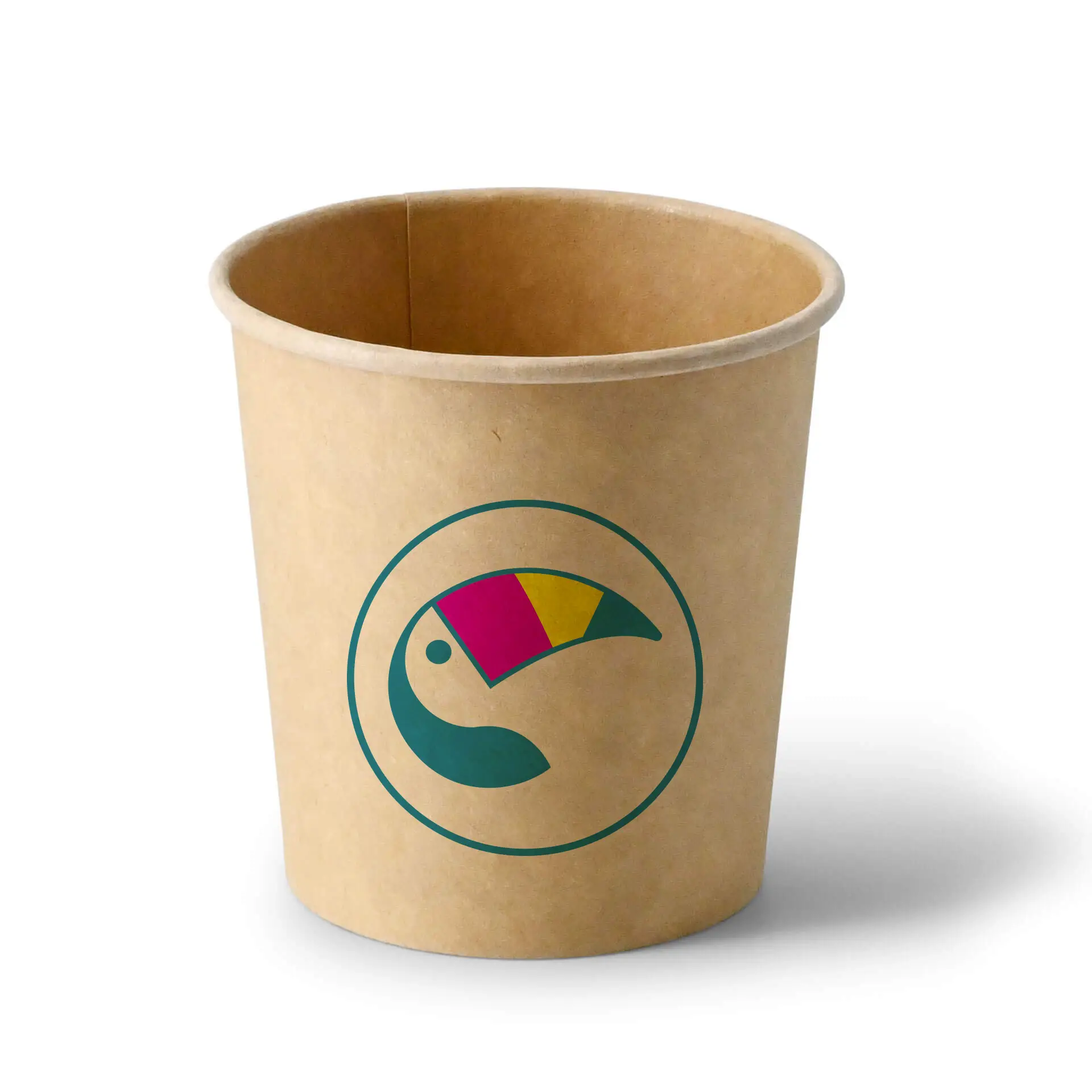 Suppenbecher to go bedruckt, 400 ml, Ø 95 mm, braun, PLA-beschichtet