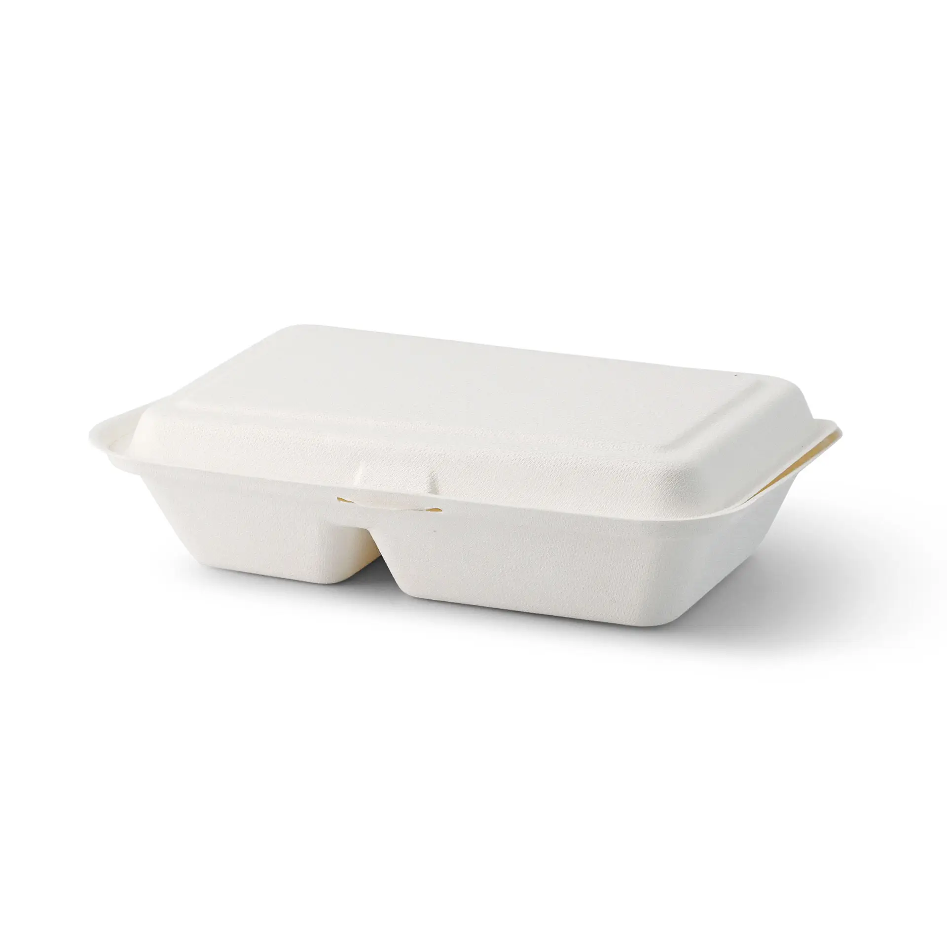 Sugarcane-menu containers 25 x 16,5 x 6,1 cm, 2 compartments, hinged-lid, rectangular dfc01227-menueboxen-aus-zuckerrohr-25-x-165-x-61-cm-2-kammern-klappdeckel-rechteckig-2