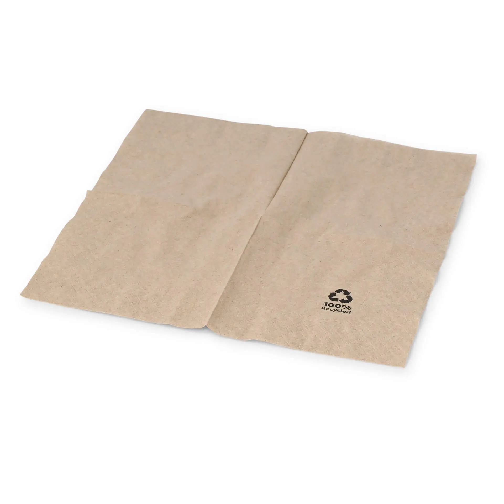 Cocktail napkins recycled paper 20 x 20 cm, 2-ply, 1/4 fold, brown