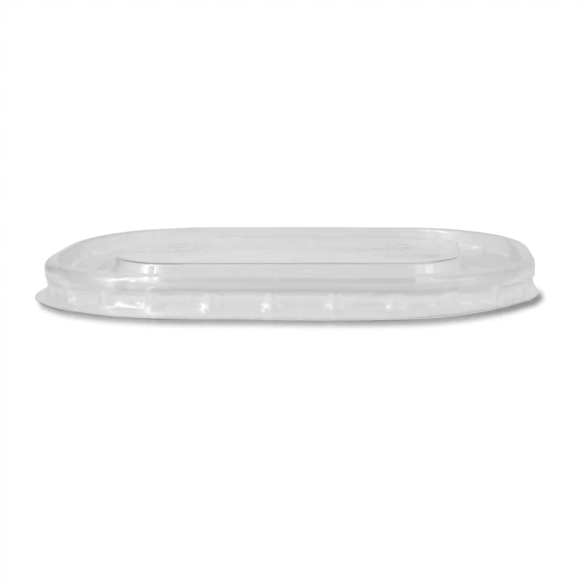 Clear rectangular rPET lid measuring 11 x 8 cm, with a height of 9 mm.
