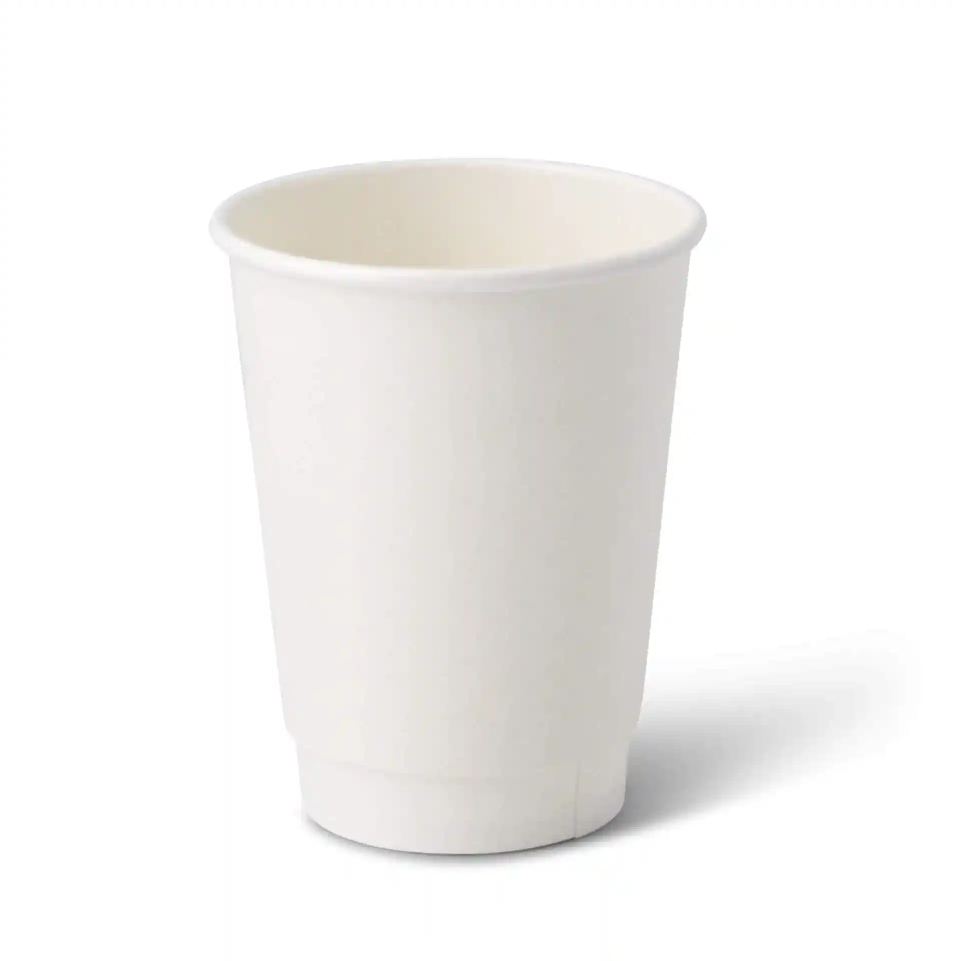 White double-walled cardboard cup with a round shape, 12 oz capacity, and a height of 110 mm.