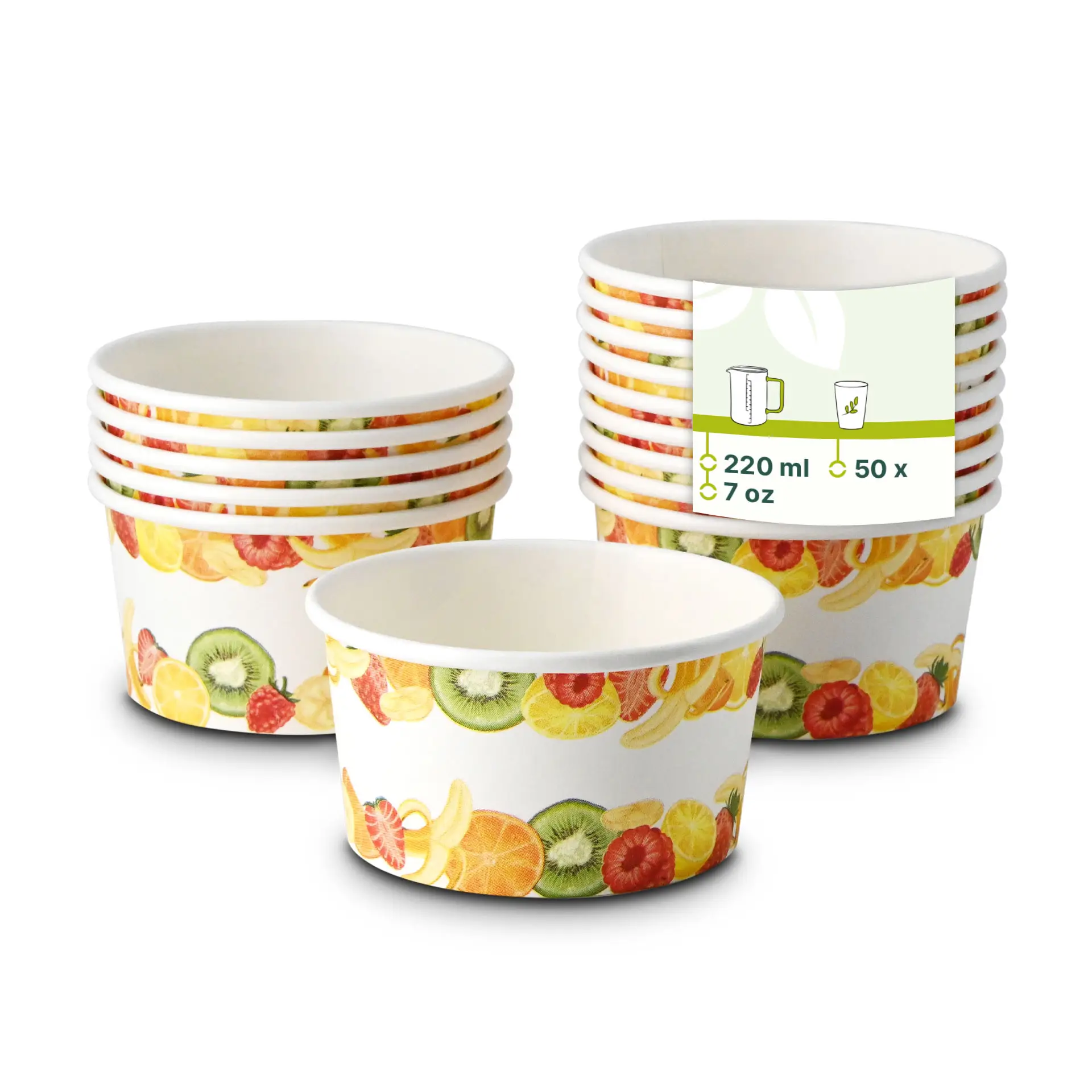 6 oz, max. 7.5 oz Paper cups ice cream XS (coated), Ø 92 mm, printed 6 oz, max. 7.5 oz Paper cups ice cream XS (coated), Ø 92 mm, printed