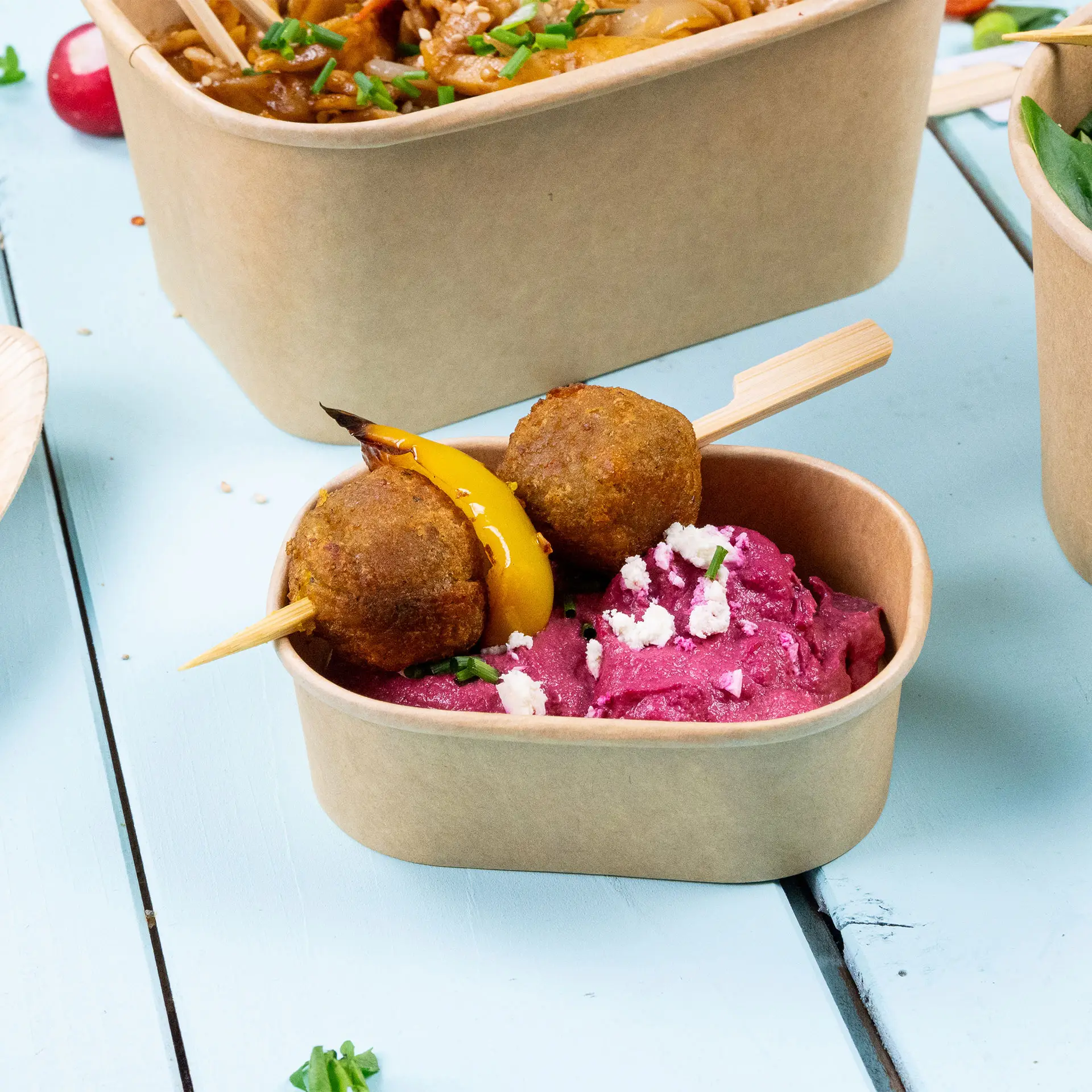Food containers 150 ml, 11 x 8 x 3.5 cm, kraft, rectangular