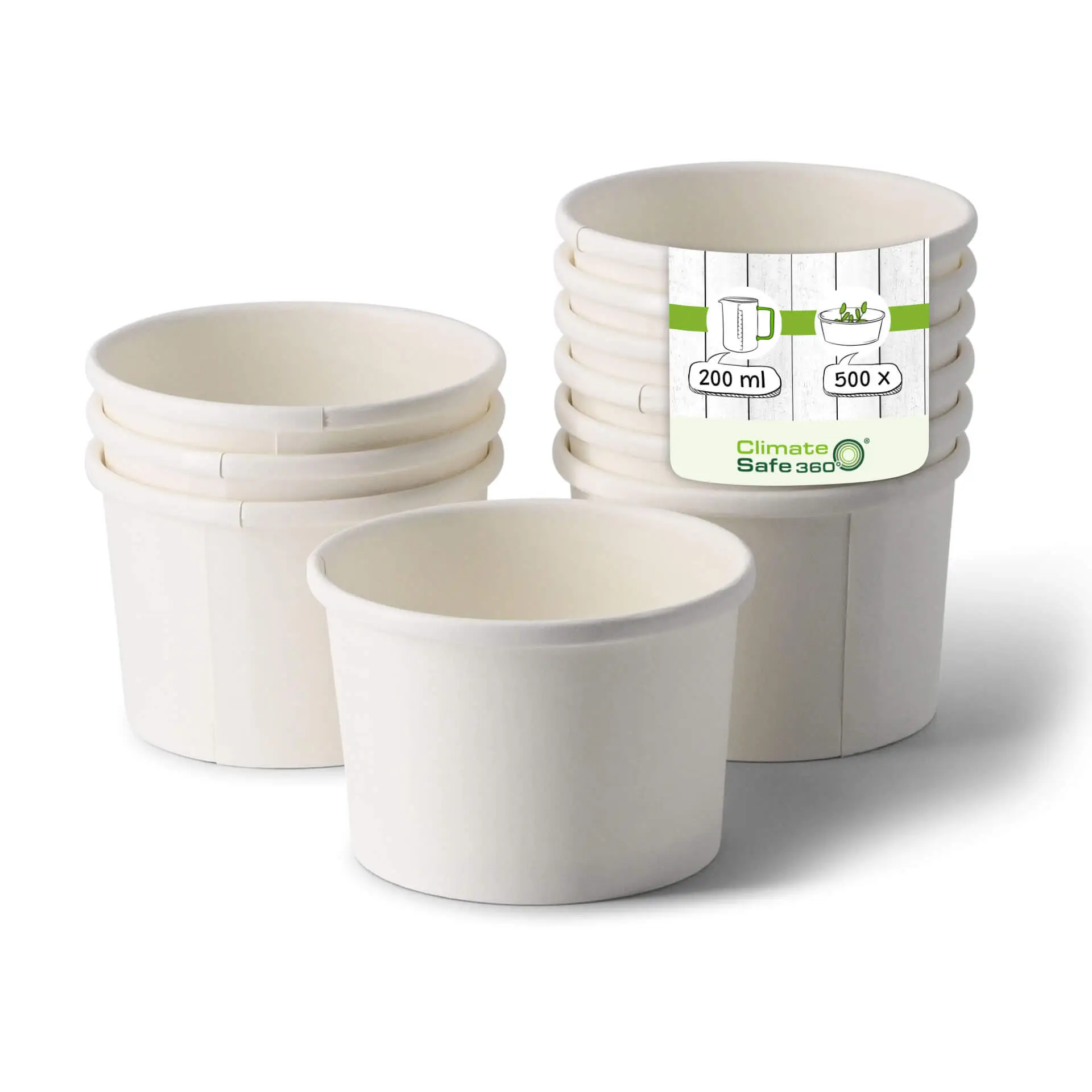 Suppenbecher to go aus Karton (Premium) 200 ml, Ø 90 mm, weiß, bio-beschichtet