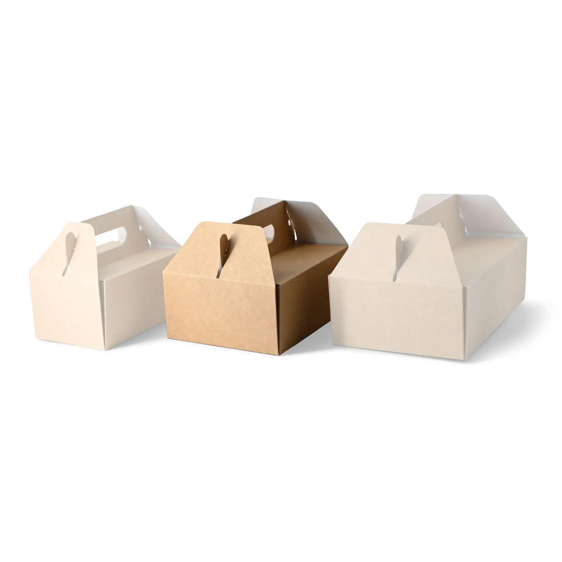 Kuchenbox aus Pappe mit Griff M, 21 x 16 x 9 cm, braun, faltbar
