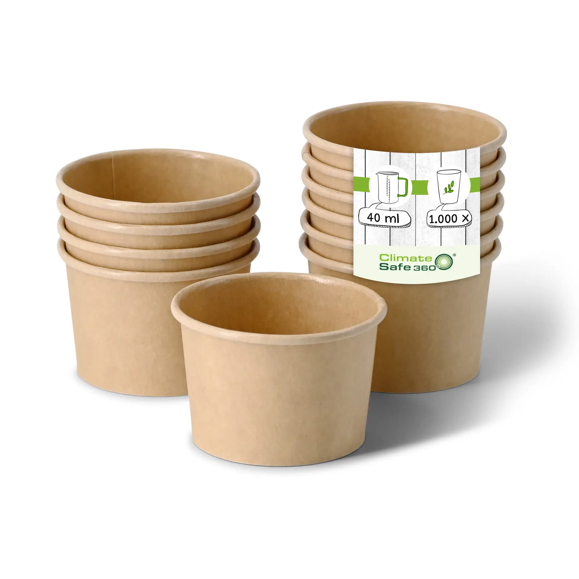 Portionsbecher aus Pappe (bio-beschichtet) 40 ml, Ø 62 mm, braun