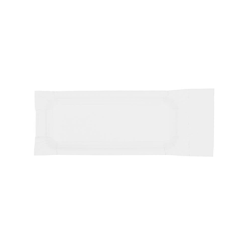 Pappteller mit Abriss 8 x 18 + 3 cm, weiß, rechteckig
