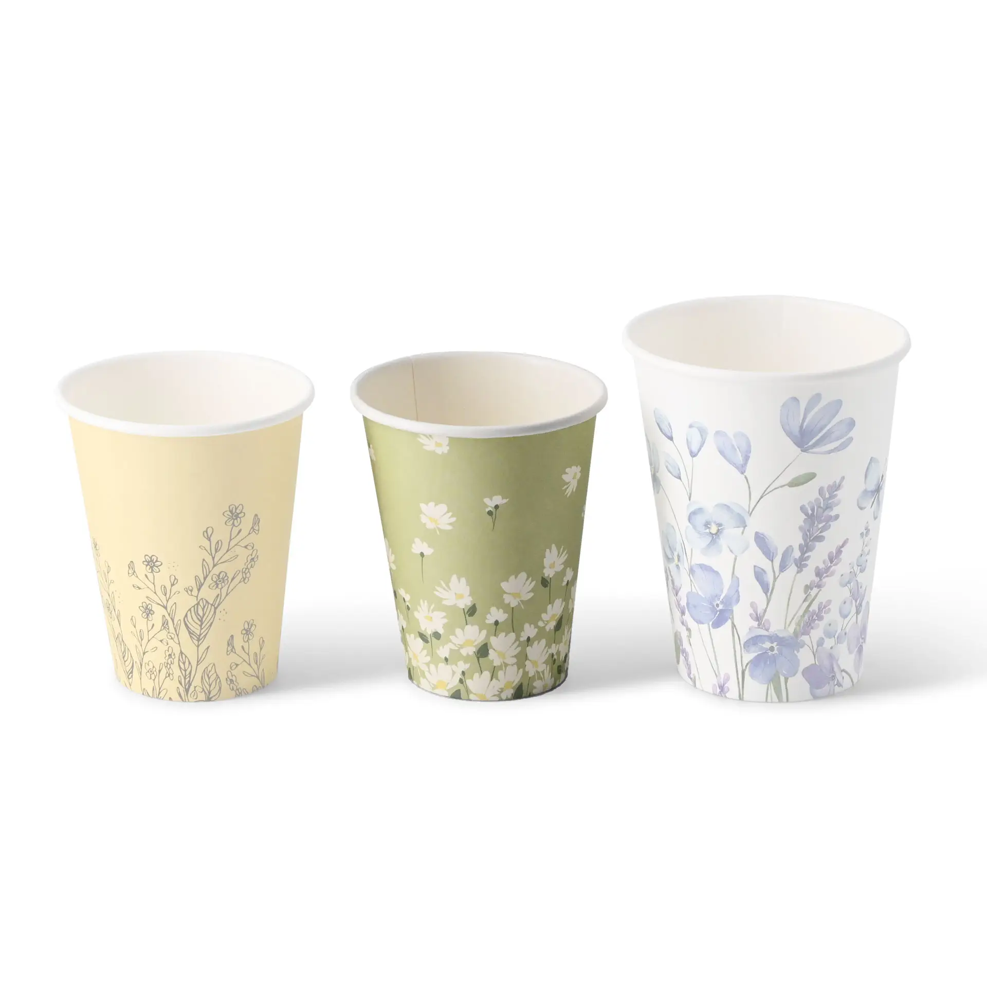 8 oz Paper cups spring 'Daisies' single wall, Ø 80 mm, green dhd041111-pappbecher-fruehling-gaensebluemchen-200-ml-8-oz-80-mm-gruen-9