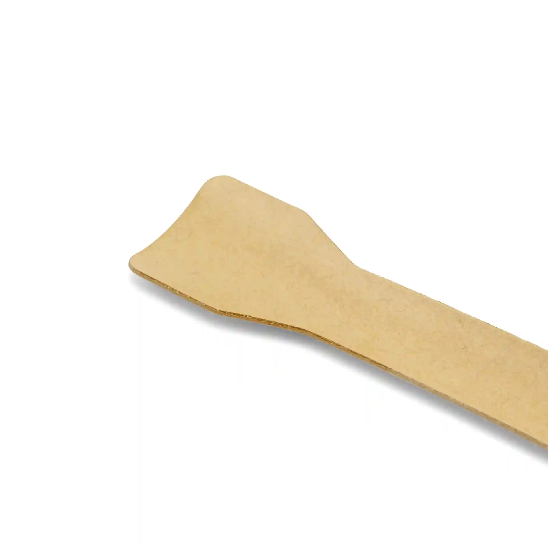 Brauner Papiereislöffel, 9,5 cm lang, mit flachem Ende und verjüngtem Griff.