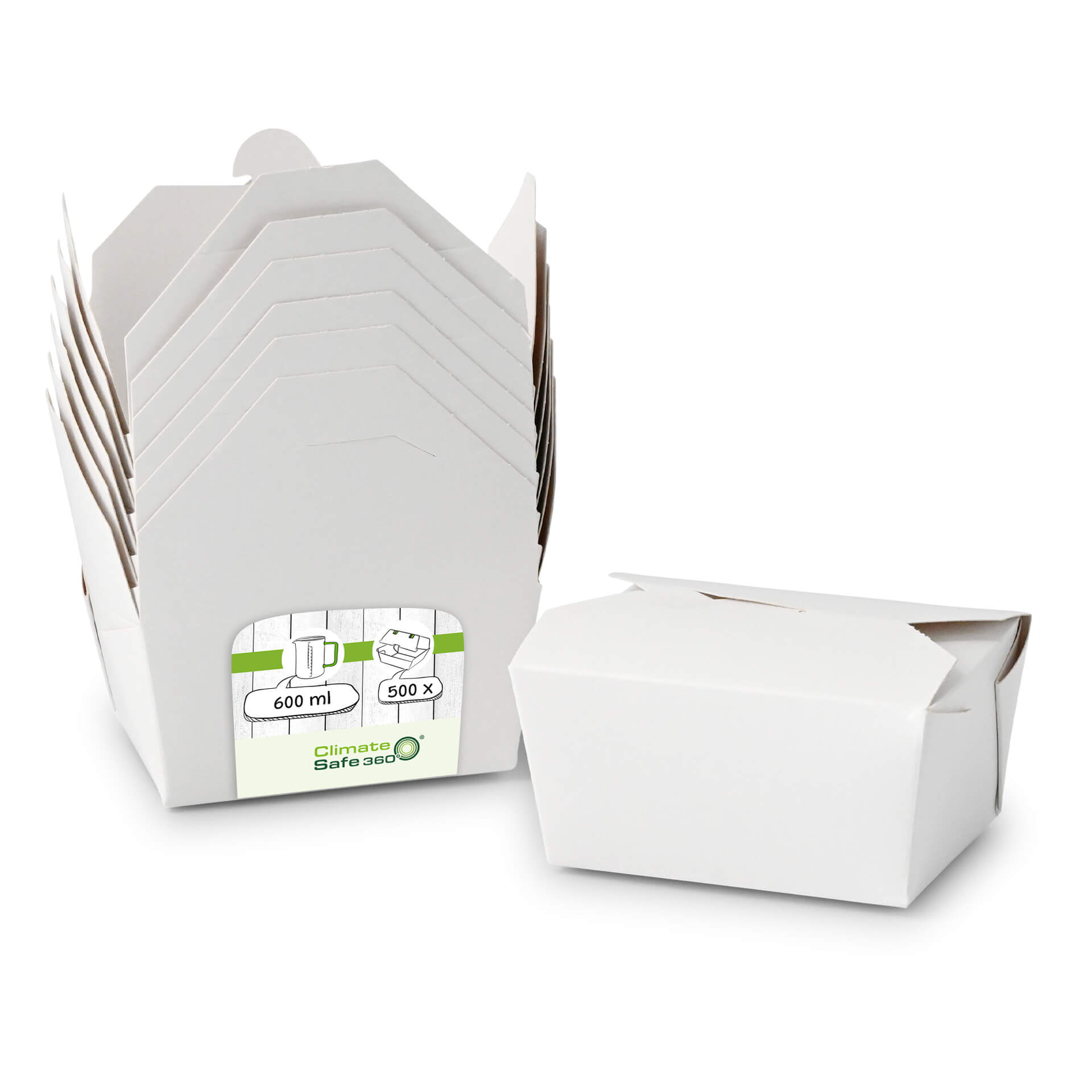 Take-away-Karton-Boxen 600 ml, weiß, PE-beschichtet