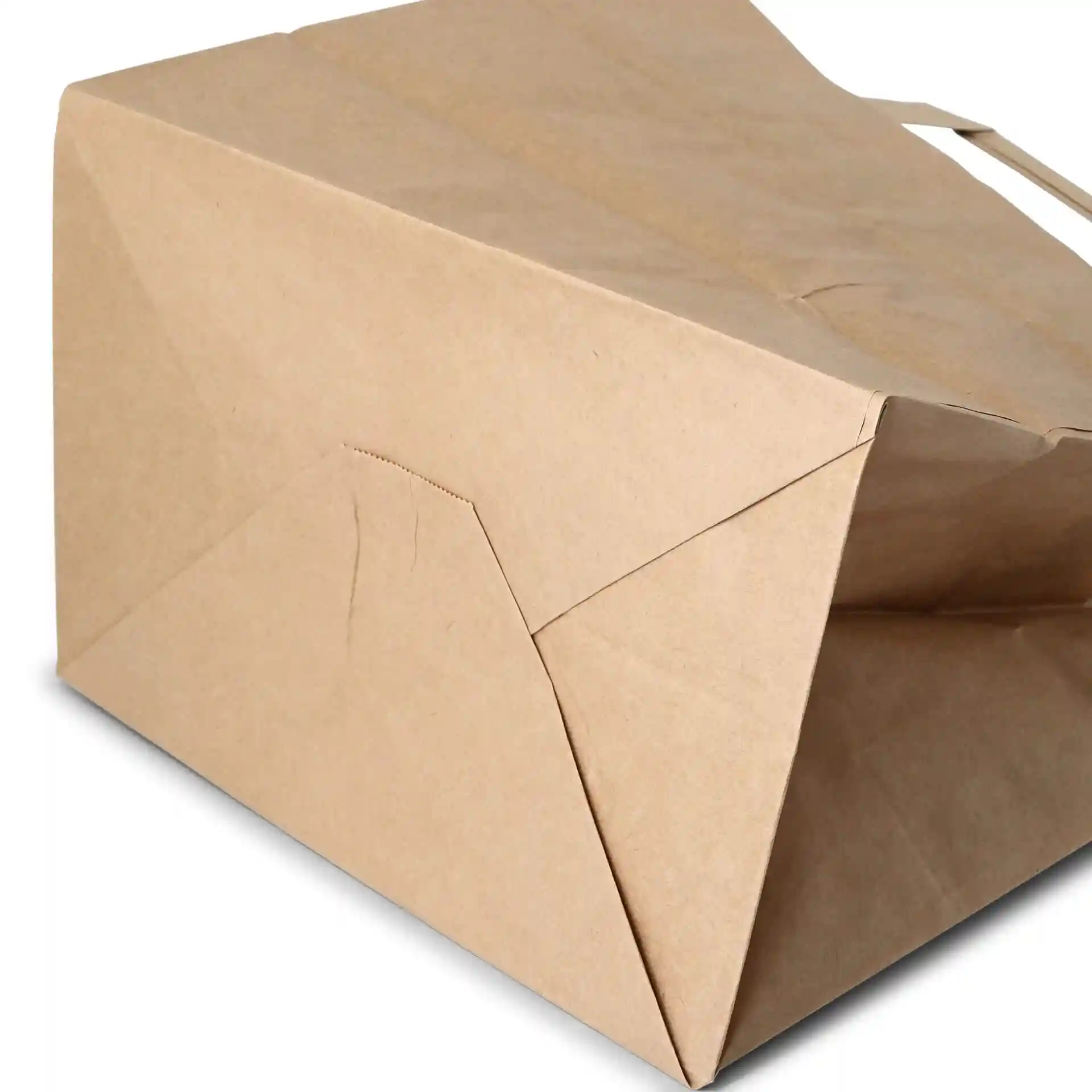 Brown recycling paper carrier bag with a folded design, dimensions 26 x 17 x 25 cm.
