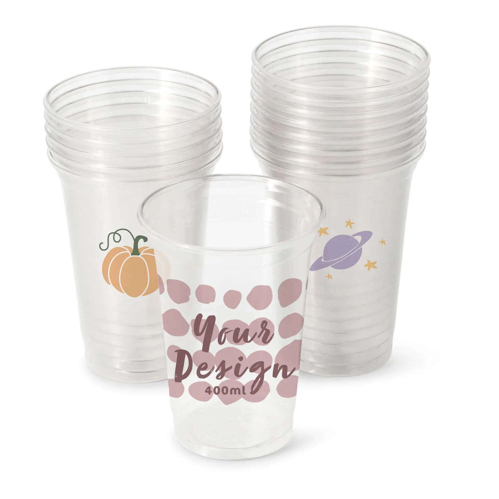 Plastikbecher bedrucken 400 ml / 16 oz, transparent, rPET
