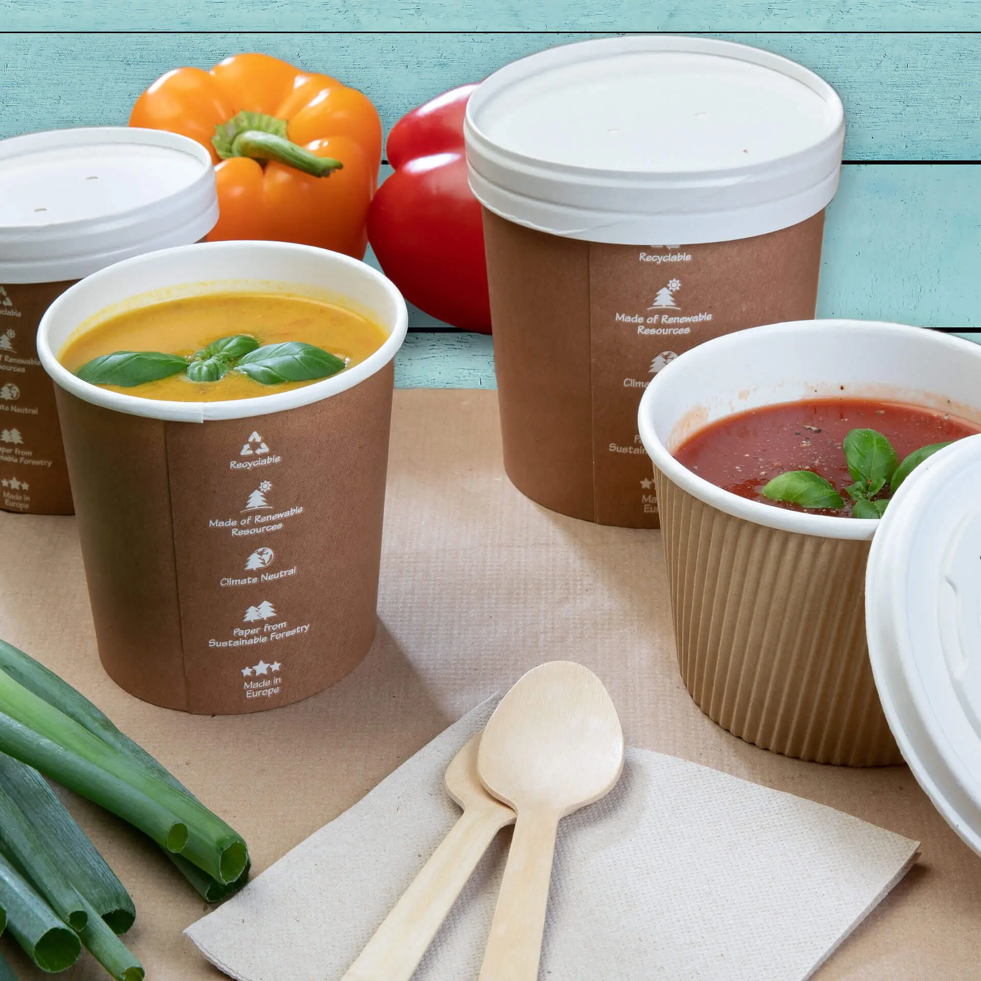 26 oz Cardboard Soup cups, Ø 114 mm, kraft, Icons dfc036561-suppenbecher-aus-karton-650-ml-114-mm-braun-icons-6