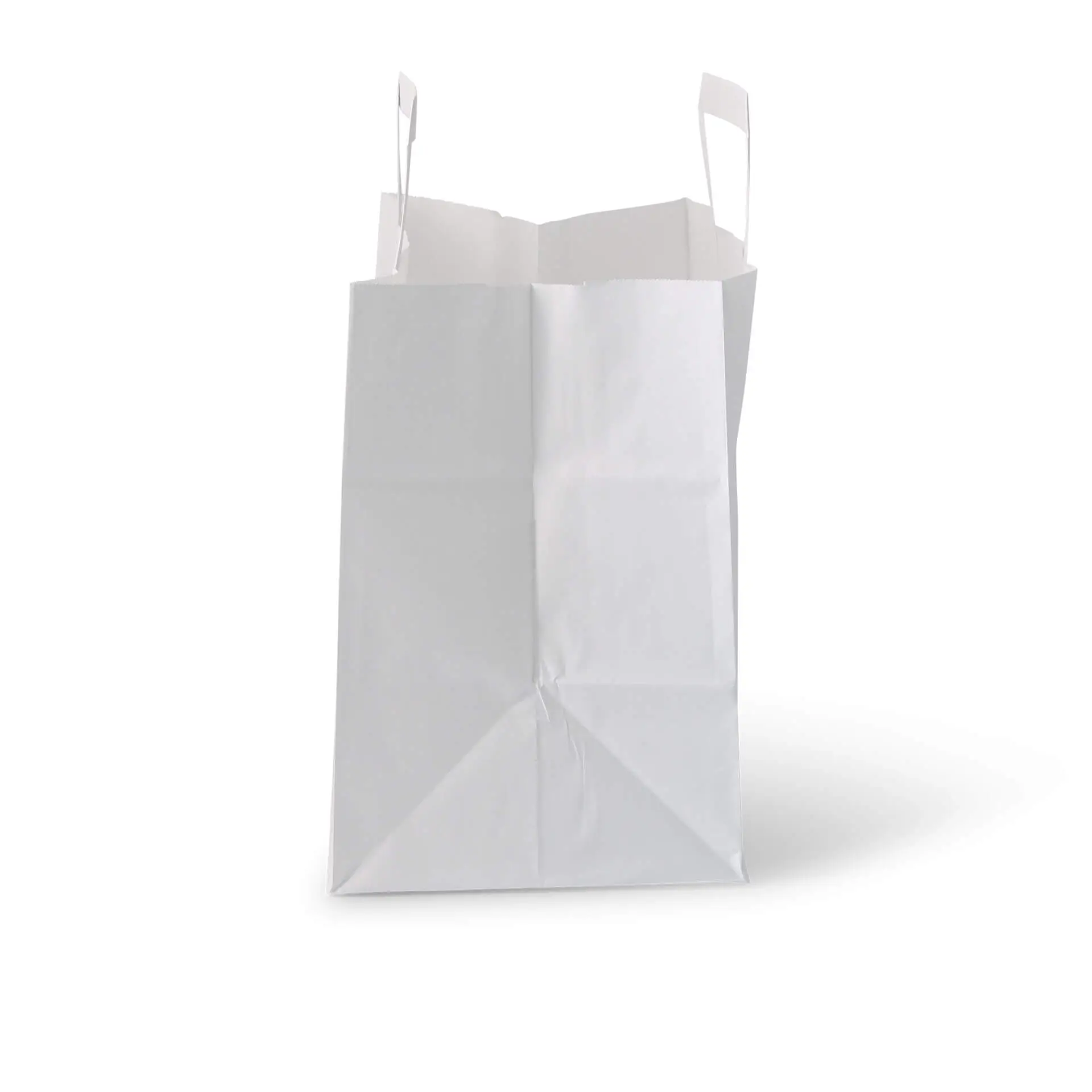 Tragetaschen aus Kraftpapier L, 26 x 17 x 25 cm, weiß, breiter Boden