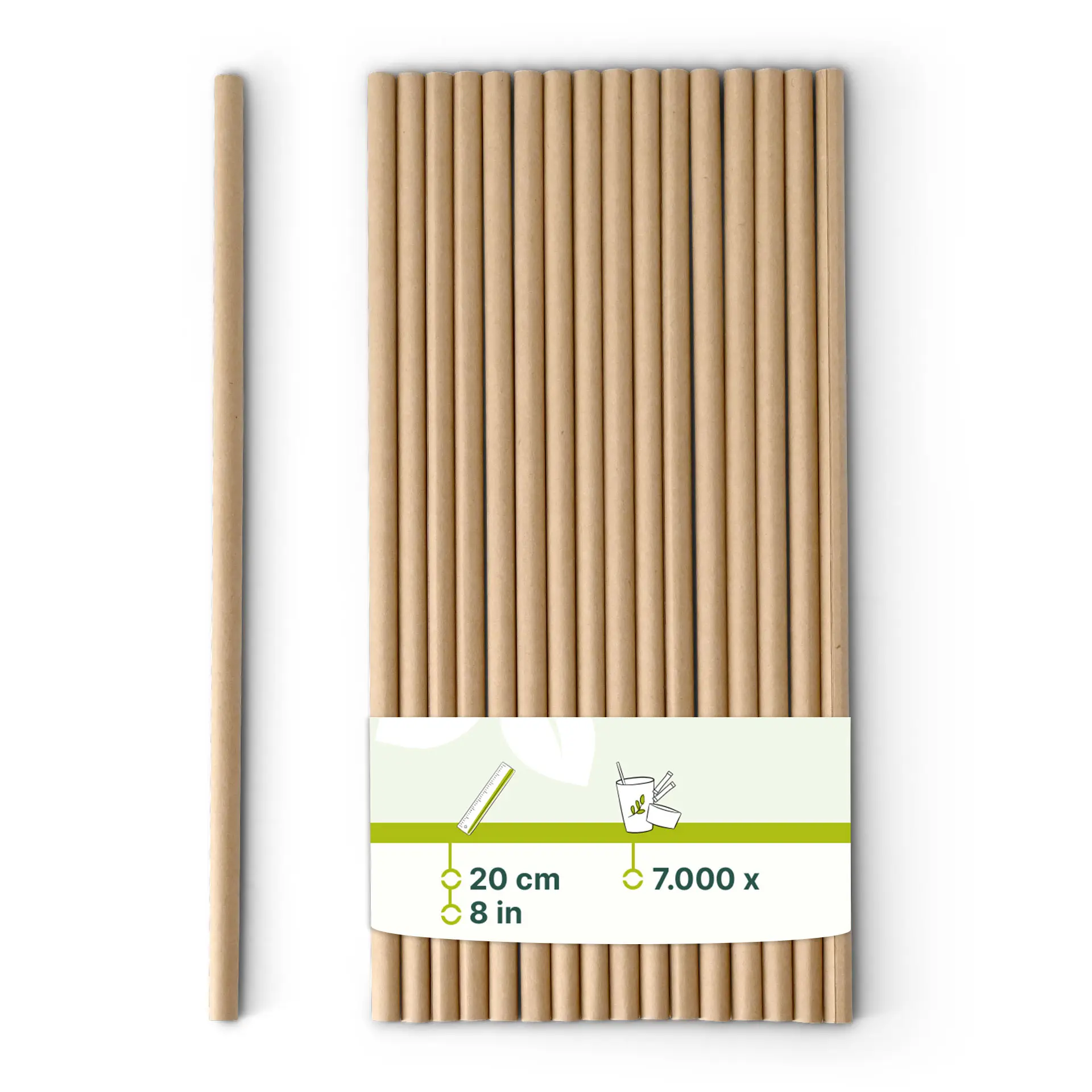 Drinking straw 20 cm, Ø 0,6 cm, brown, vertically rolled