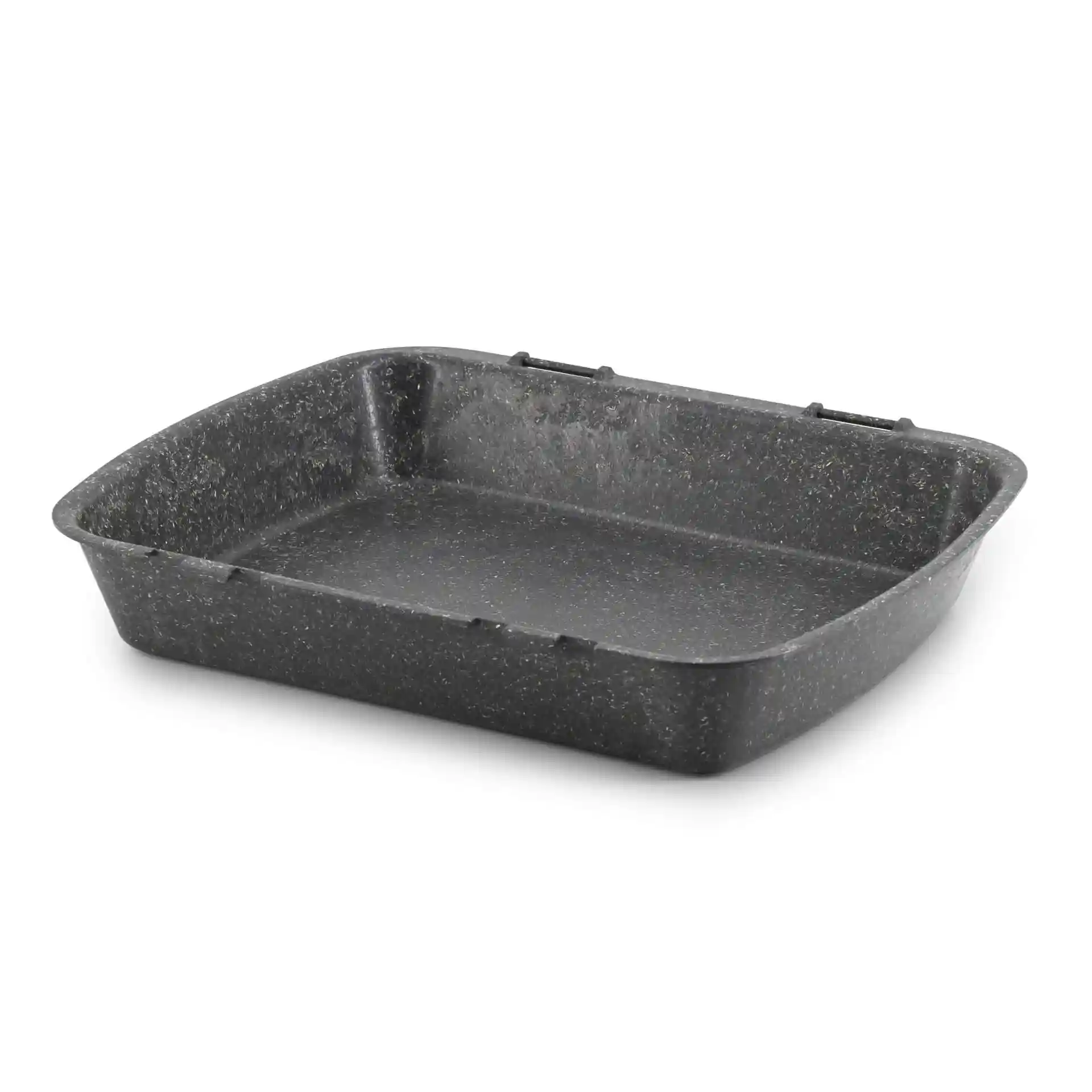 Rectangular grey reusable menu container with a height of 45 mm and a filling volume of 1200 ml.